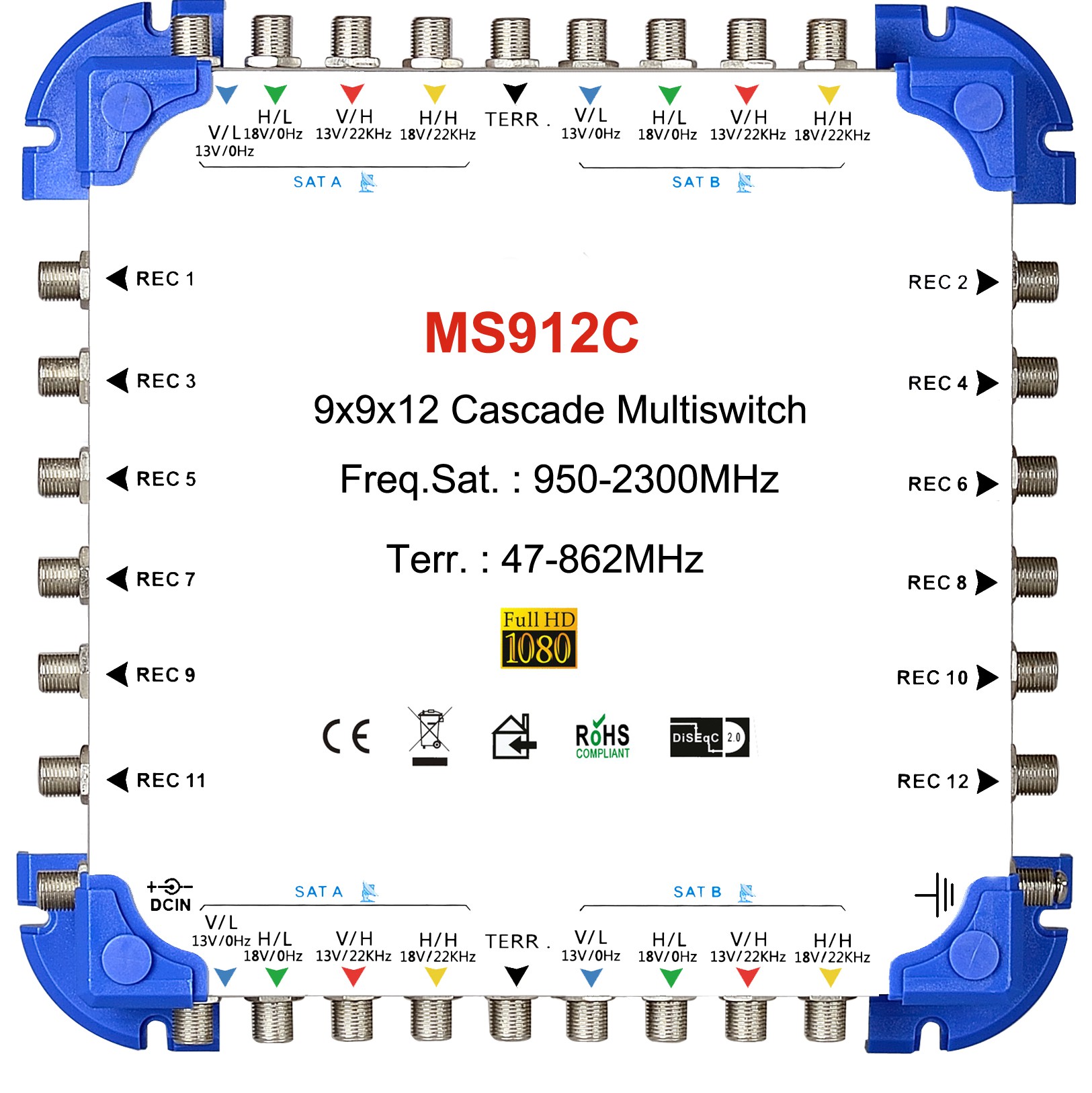 9x12  satellite multi-switch, Cascade multiswitch